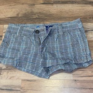 American Eagle Black and White Plaid Shorts